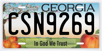 GA license plate CSN9269