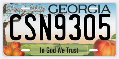 GA license plate CSN9305