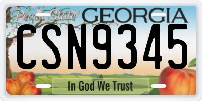 GA license plate CSN9345