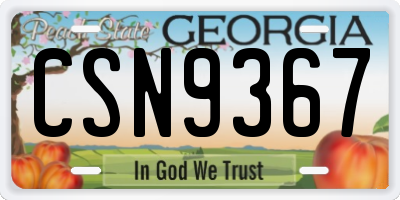 GA license plate CSN9367