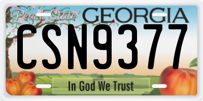 GA license plate CSN9377