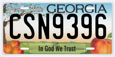 GA license plate CSN9396