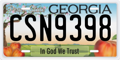 GA license plate CSN9398