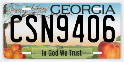 GA license plate CSN9406