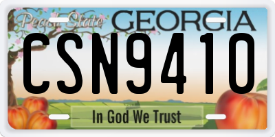 GA license plate CSN9410