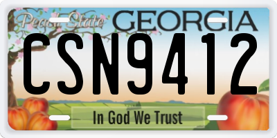 GA license plate CSN9412