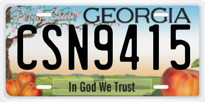 GA license plate CSN9415