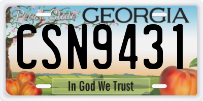 GA license plate CSN9431