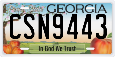GA license plate CSN9443