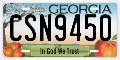 GA license plate CSN9450