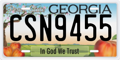 GA license plate CSN9455