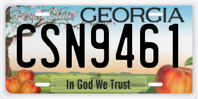 GA license plate CSN9461