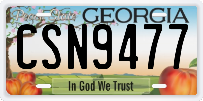 GA license plate CSN9477