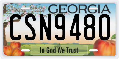 GA license plate CSN9480