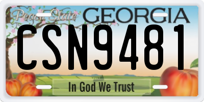 GA license plate CSN9481