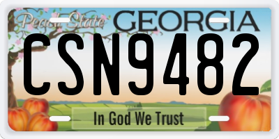 GA license plate CSN9482