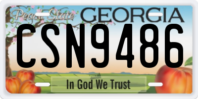GA license plate CSN9486