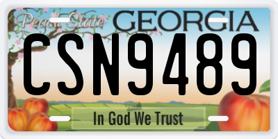 GA license plate CSN9489
