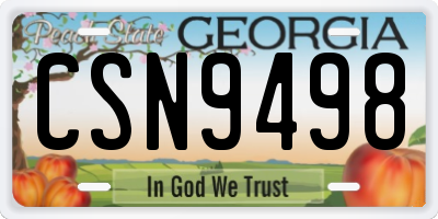 GA license plate CSN9498