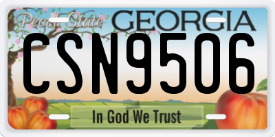 GA license plate CSN9506
