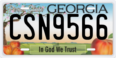 GA license plate CSN9566