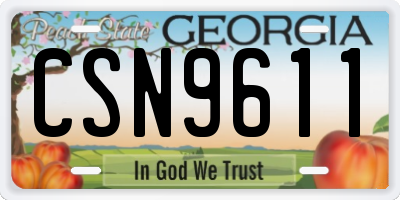 GA license plate CSN9611