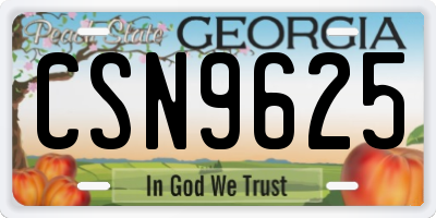 GA license plate CSN9625