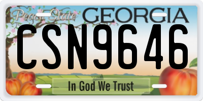 GA license plate CSN9646