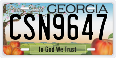 GA license plate CSN9647