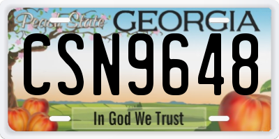GA license plate CSN9648