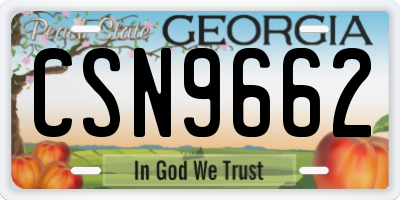 GA license plate CSN9662