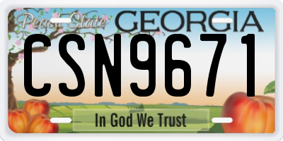 GA license plate CSN9671