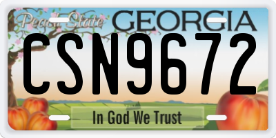 GA license plate CSN9672