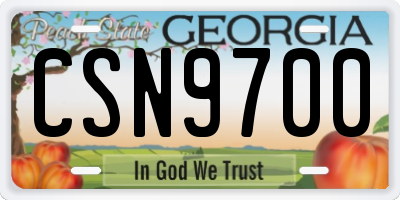 GA license plate CSN9700