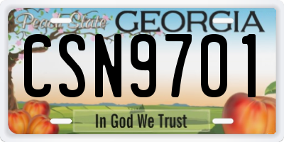 GA license plate CSN9701