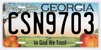 GA license plate CSN9703