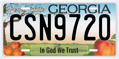 GA license plate CSN9720