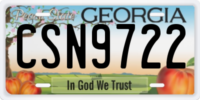 GA license plate CSN9722