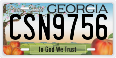 GA license plate CSN9756