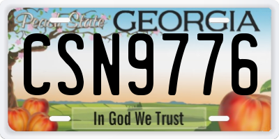 GA license plate CSN9776