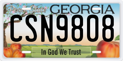 GA license plate CSN9808