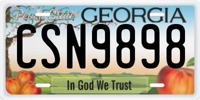 GA license plate CSN9898