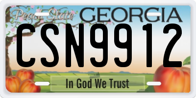 GA license plate CSN9912