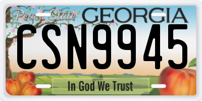 GA license plate CSN9945