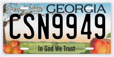 GA license plate CSN9949