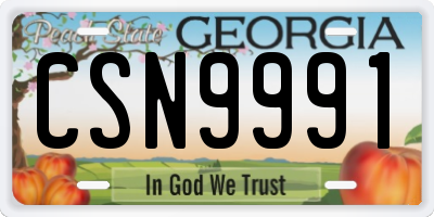 GA license plate CSN9991