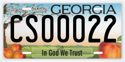 GA license plate CSO0022