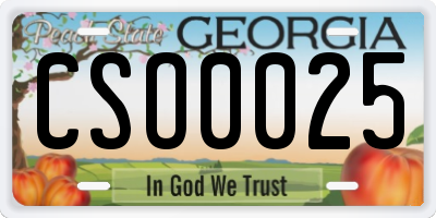 GA license plate CSO0025