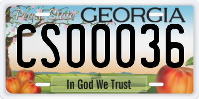 GA license plate CSO0036