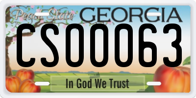 GA license plate CSO0063